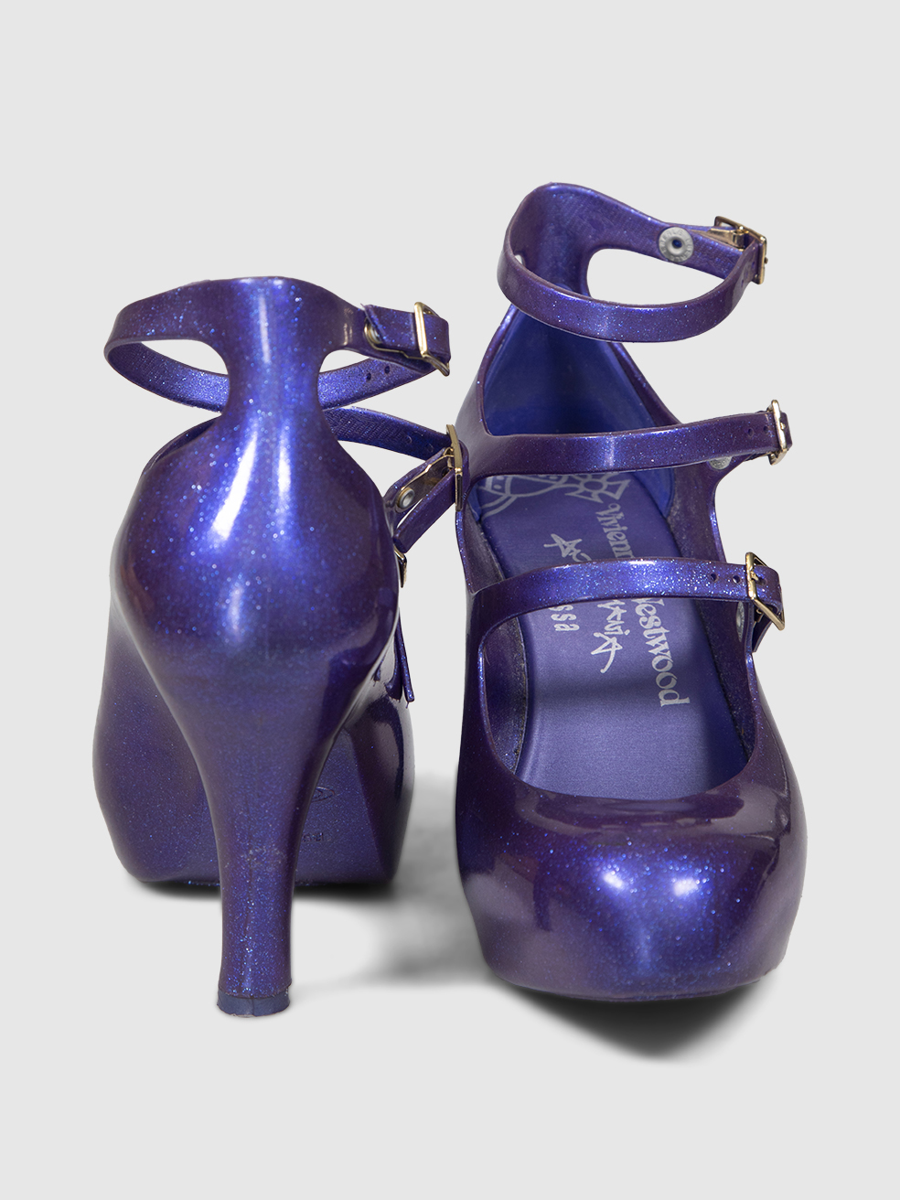 Vivienne Westwood Purple Glitter Three Strap Heels |CSD