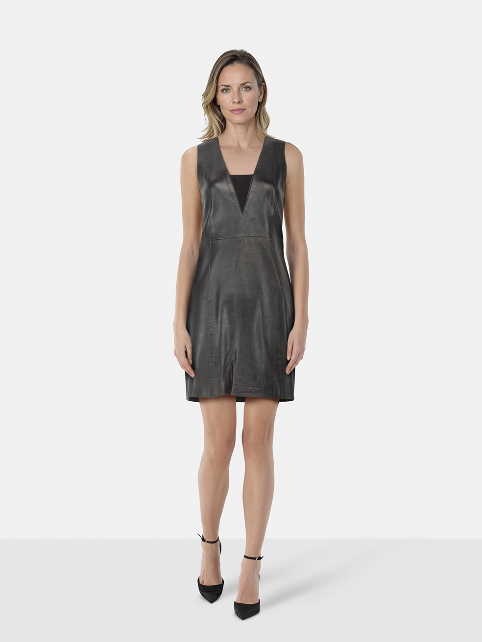 maje black leather dress Maje Black Long Leather Dress
