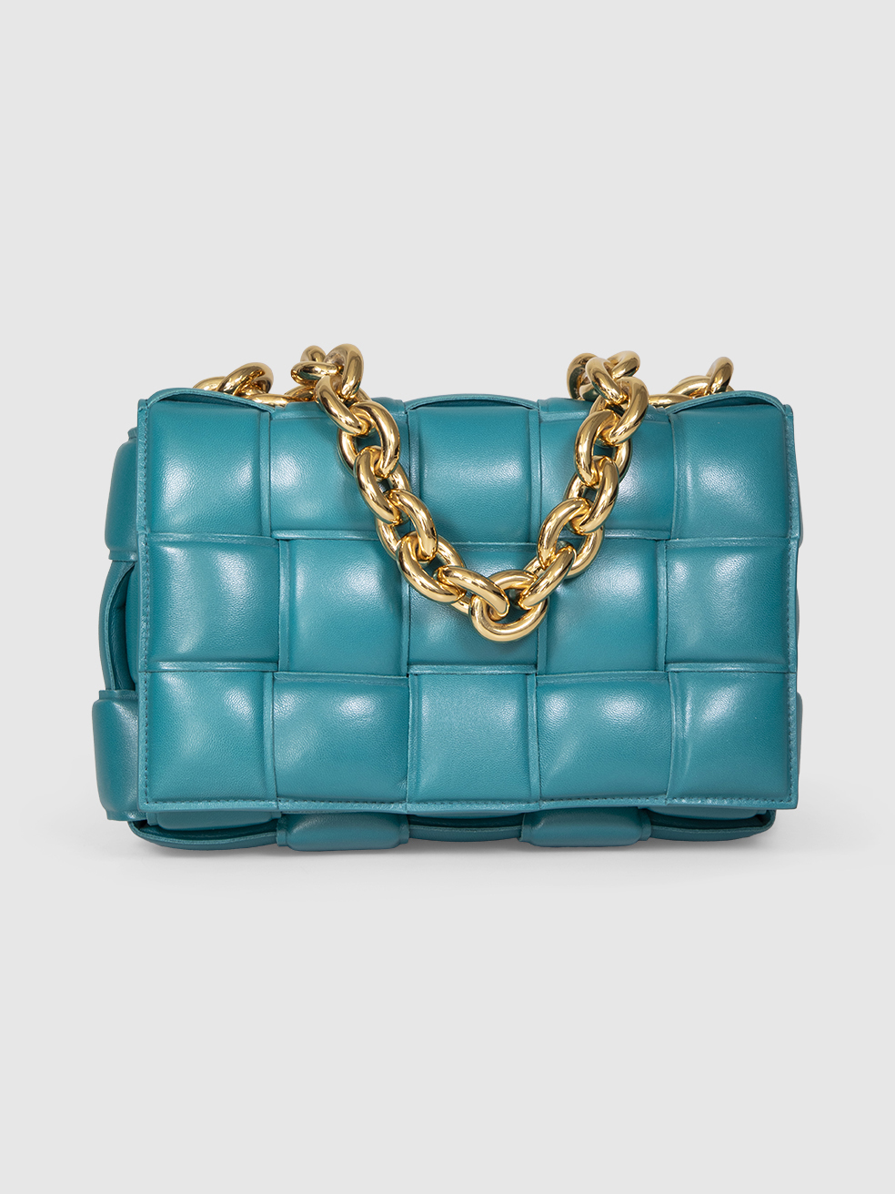 Bottega Veneta Teal Leather Intrecciato Padded Cassette |CSD