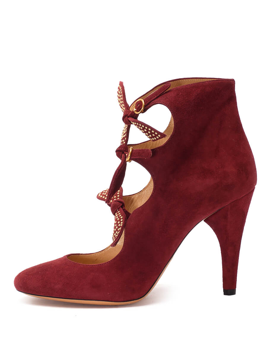 Women Chlo√© Three Bow Pump Heels -  Red Size 38 US 8