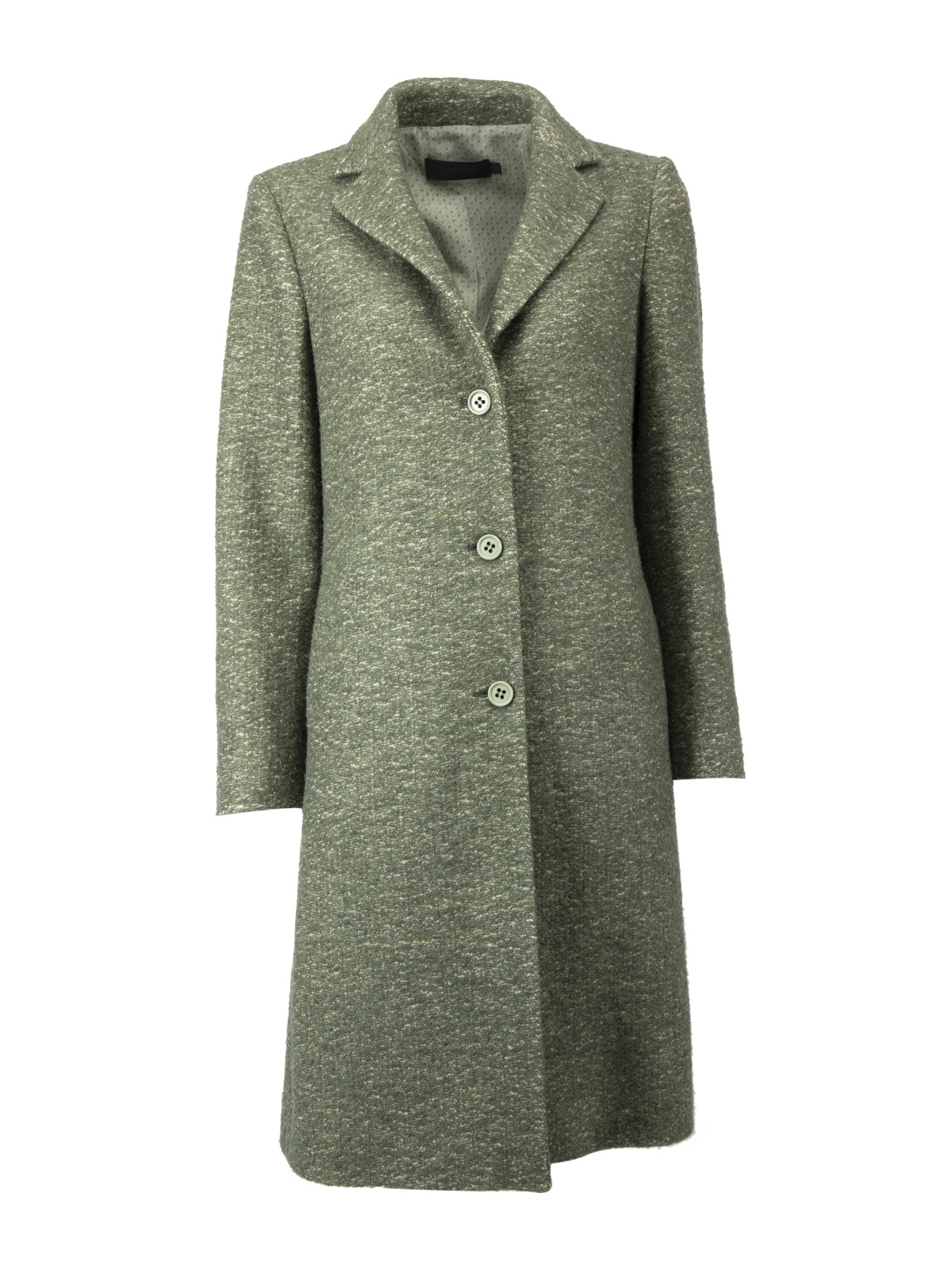 Pre-owned Calvin Klein Green Wool Textured Coat| CSD
