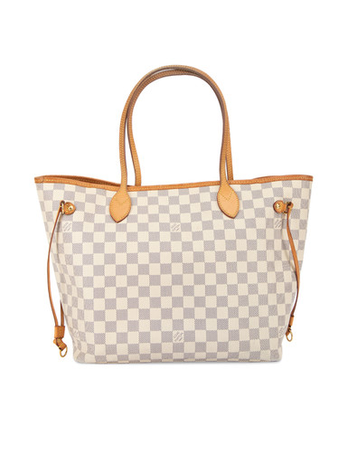 LOUIS VUITTON Neverfull MM Damier Azur Tote Bag White- 10% OFF