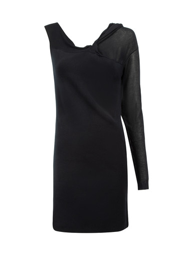 Pre-Loved Louis Vuitton Women's Navy Blue Stretch Knit Metallic Trim Dress  For Sale at 1stDibs