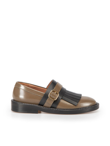Louis Vuitton Women's Brown Leather Square Toe Loafers For Sale at 1stDibs