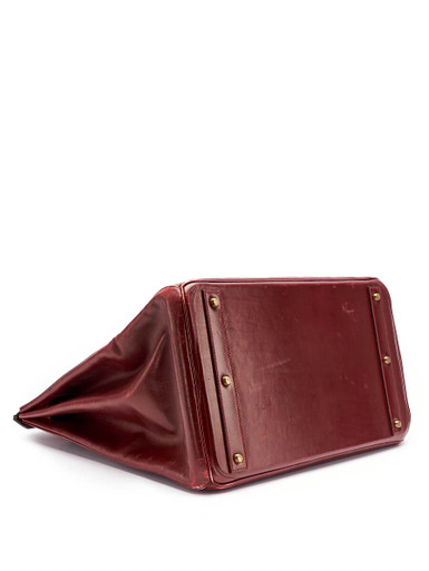 Women Hermès Vintage Burgundy Leather Birkin HAC 40 with Gold Hardware
