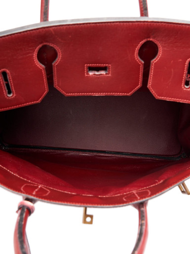 Women Hermès Vintage Burgundy Leather Birkin HAC 40 with Gold Hardware