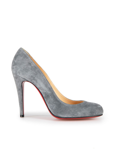 CHRISTIAN LOUBOUTIN Jenny Silver Peep Toe Pumps (Size USA 8.5