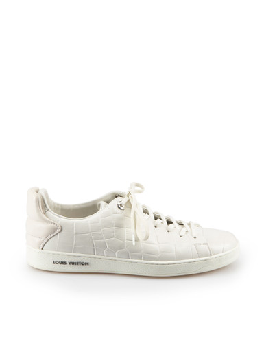 LOUIS VUITTON Calfskin Crocodile Embossed Frontrow Sneakers 39