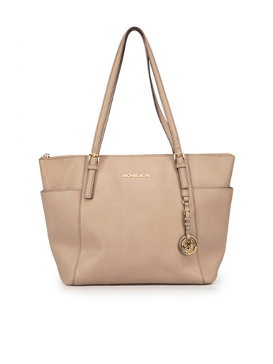 Michael Kors Cream Saffiano Leather Studded Tote Bag | DBLTKE Luxury Consignment Boutique