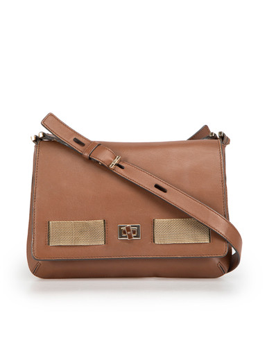 D&G Brown Canvas and Leather Crossbody Key Chain Lock Messenger