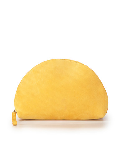 Yellow Suede Half-Moon Clutch