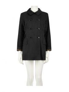 Louis Vuitton Belted Short Wrap Pea Coat, Black, 38