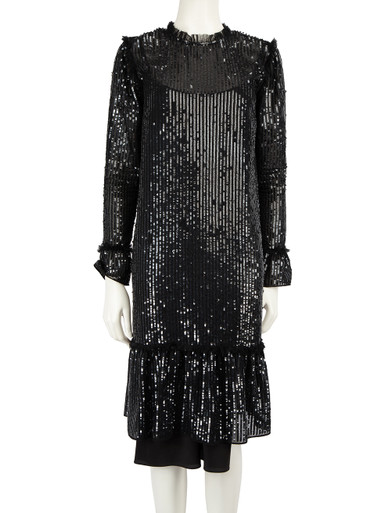 Used Needle & Thread Black Sequin Tunic Dress | CSD