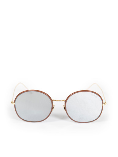 Used Illesteva Brown Alina Leather C2 Round Sunglasses | CSD display picture 1