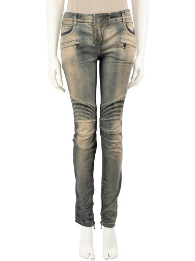 Balmain Stone-Wash Biker Jeans