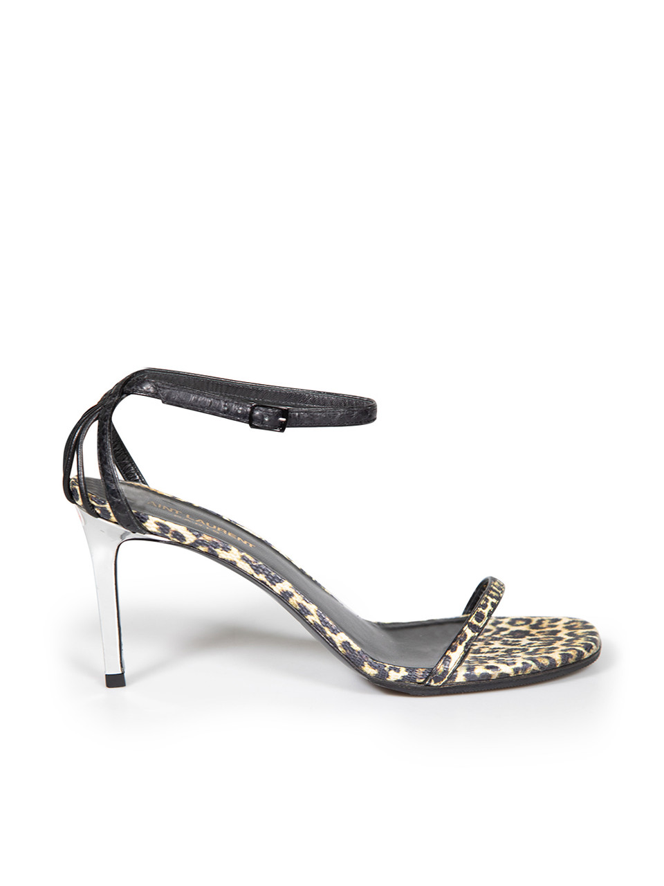 Image of Leopard Print Leather Strap Sandals
