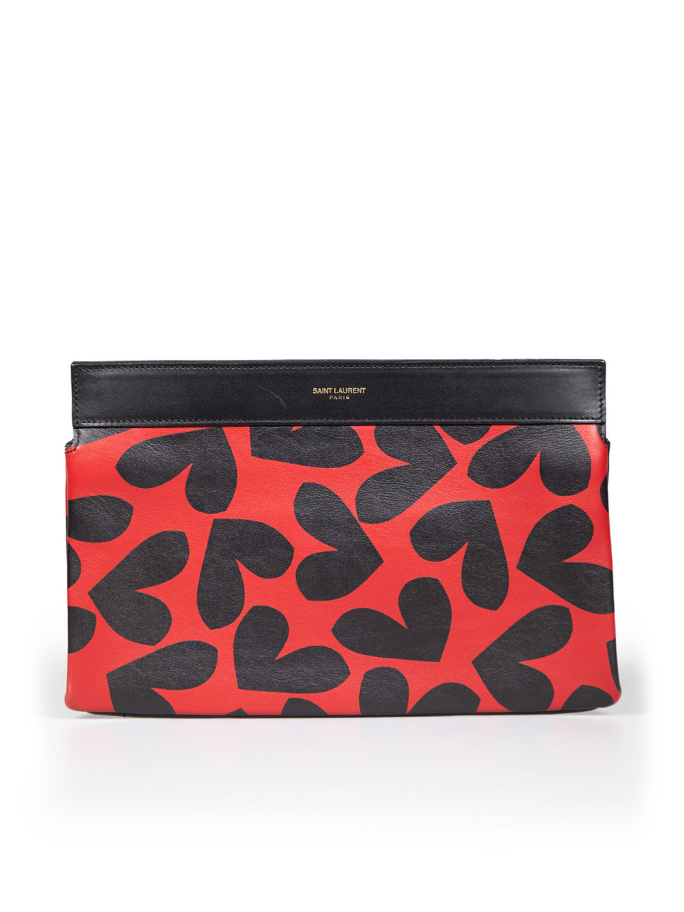 Image of Heart Printed Leather Clutch