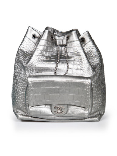 CHANEL Pre-Owned diamond-quilted drawstring backpack - Grey