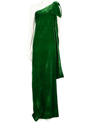 Mermaid Dark Green Velvet One Shoulder Prom Dress Long Evening Dress   cg21527