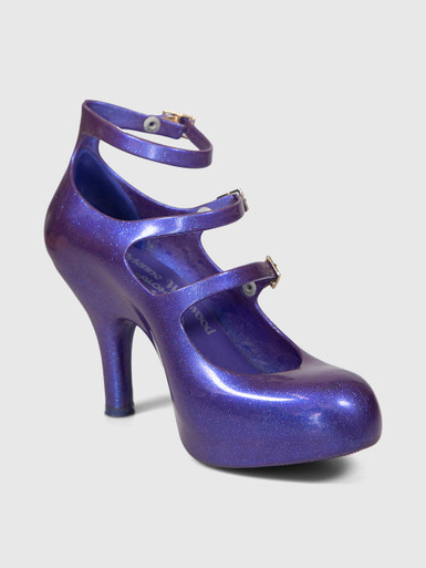 vivienne westwood × Melissa 3連　23.5㎝ Vivienne Westwood Purple Glitter Three Strap Heels |CSD