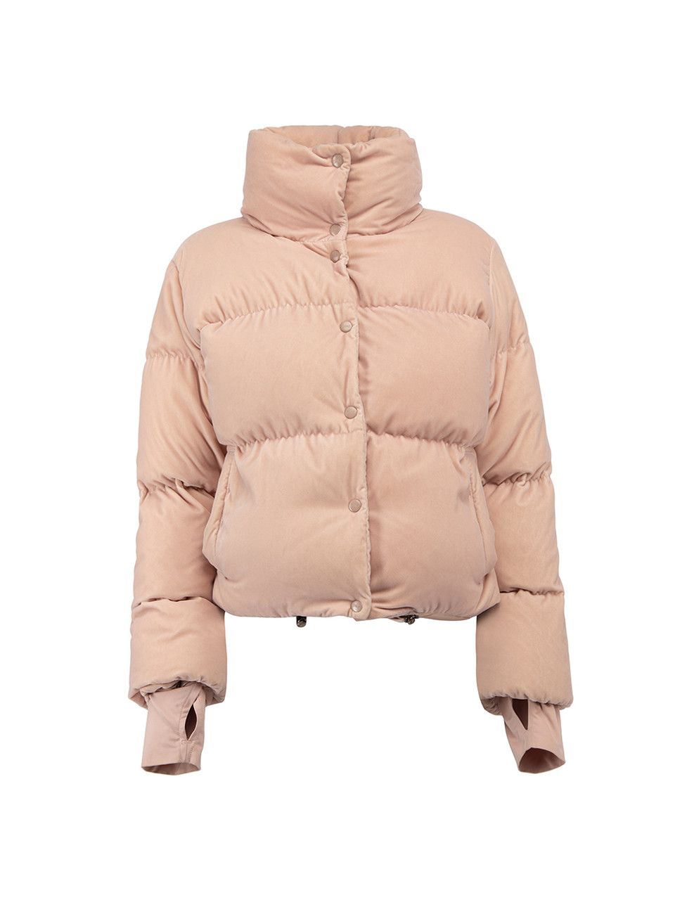 Image of Pink Crush Velvet Quilted Down Puffer Jacket