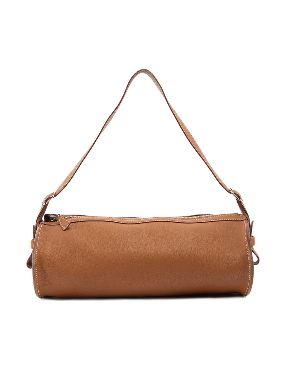 Image of Brown Leather Cylinder Shoulder Bag