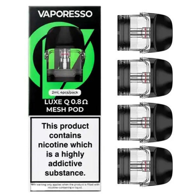Vaporesso Luxe-Q Ersatz-Pods (0,8 Ohm) – 4 Stück, Nachfüllbar & Nikotinfrei