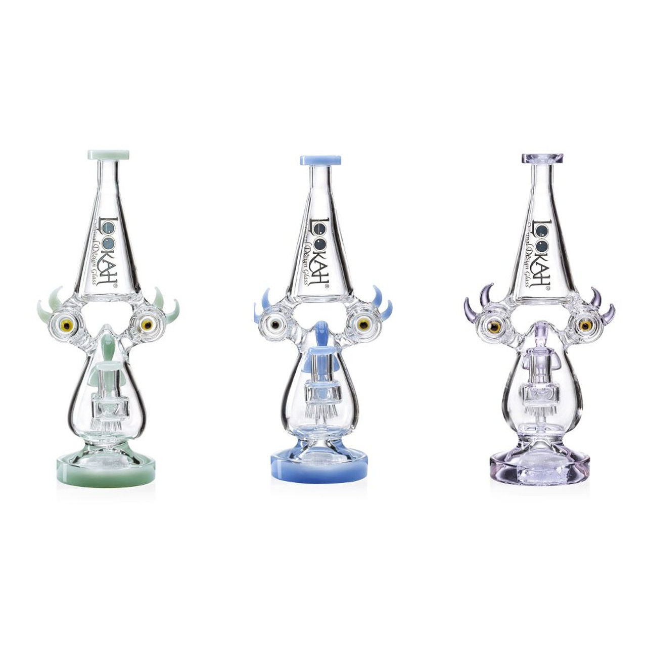 Lookah (Dab Rig) 12″ Recycler Color Rim Big Eyes Water Pipe
