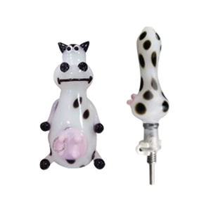 Focus Glass Dairy Cow Hand Pipe and Honey Straw