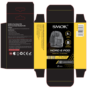 SMOK Nord 6 Replacement Pods(2-Pack) Side-Fill packaging