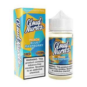 Peach Blue Razz Cloud Nurdz TFN 100mL with packaging