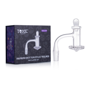 MKGlass (Banger) TXQB6 Toxic Quartz 14MM 90° Diamond Bottom Fully Welded Terp Slurper Set with packaging