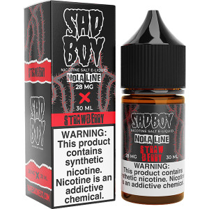 Nola Strawberry by Sadboy Nola Bar Salt E-Liquid with packaging Nola Strawberry by Sadboy Nola Bar Salt E-Liquid with packaging