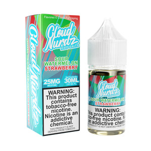 Sour Watermelon Strawberry Iced Cloud Nurdz TFN Salts 30mL with packaging