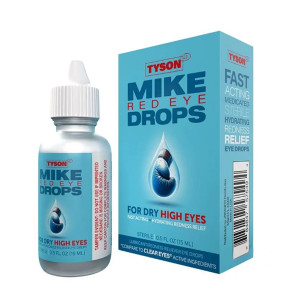 Tyson 2.0 Mike Red Eye Drops Display (30ct) (15mL) with packaging