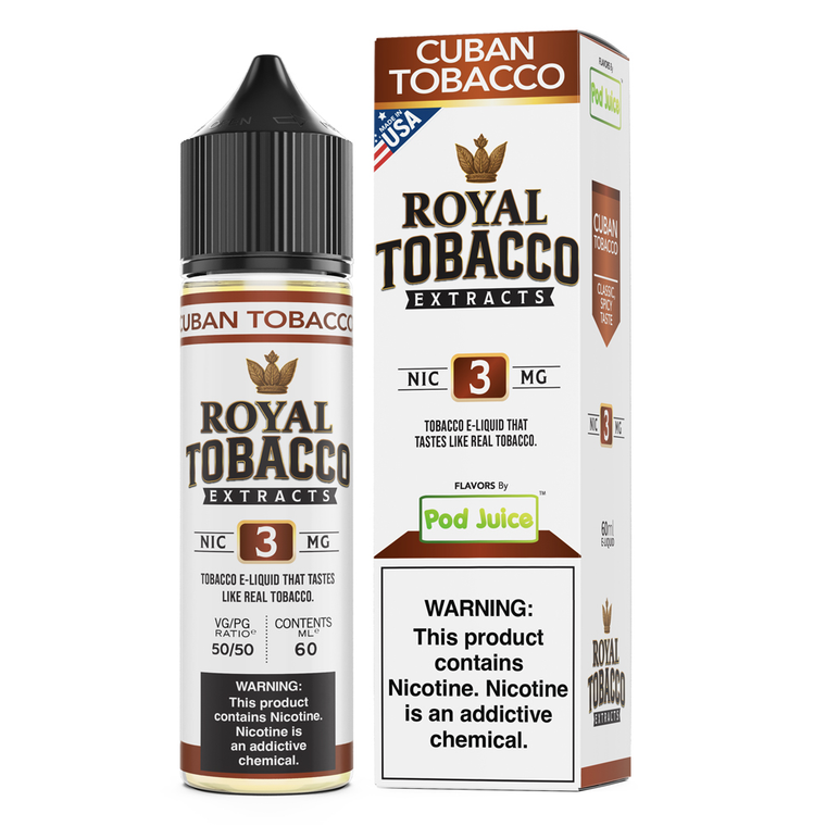 Cuban Tobacco Pod Juice x Royal Tobacco Extracts 60mL with packaging