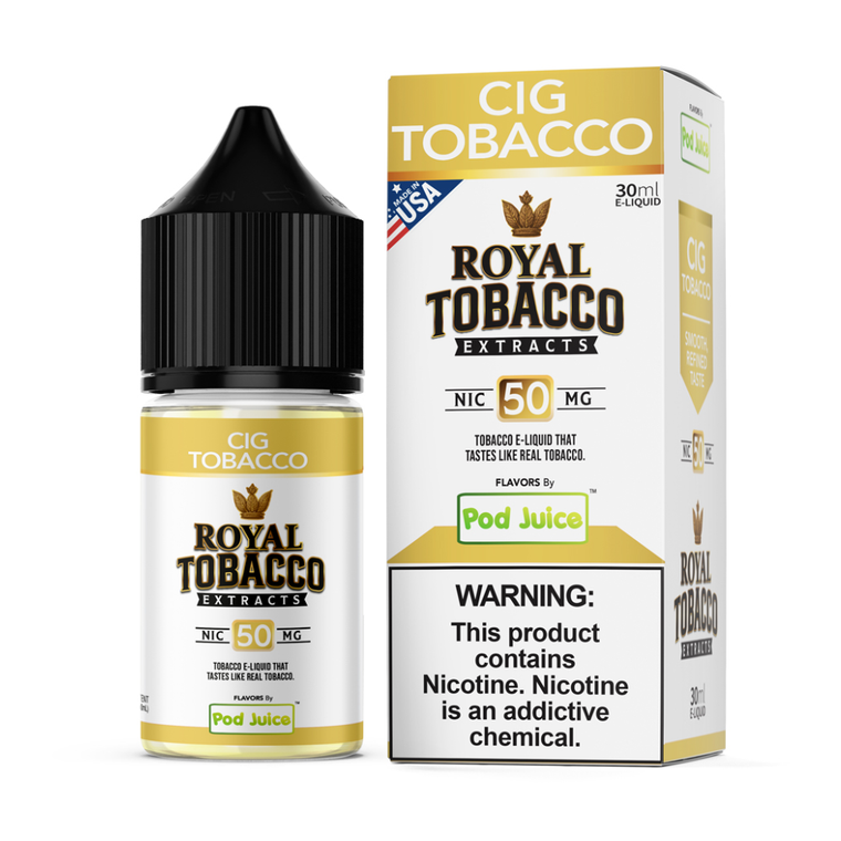 Cig Tobacco Pod Juice x Royal Tobacco Extracts Salts 30mL with packaging