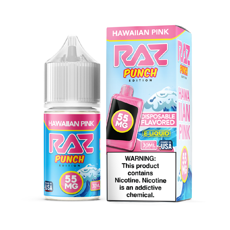 Hawaiian Pink Pod Juice x RAZ Punch Edt. Salts 30mL with packaging