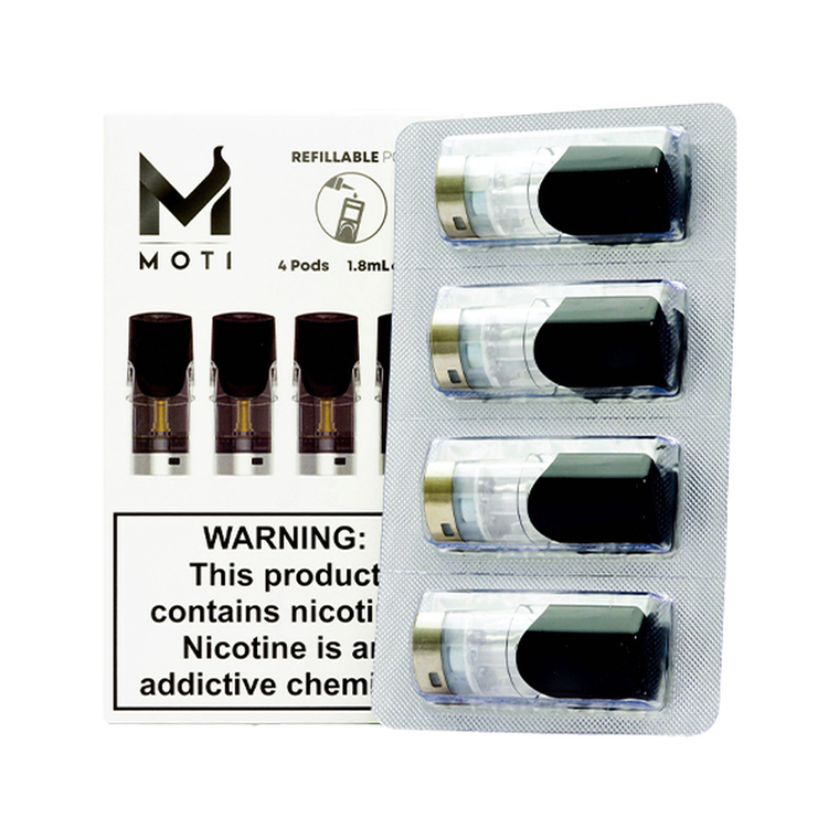 MOTI Vape Refillable Pods (4-Pack) with packaging