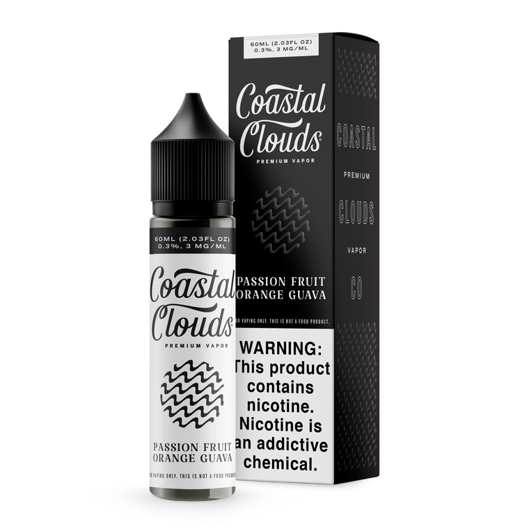 Passion Fruit Orange Guava By Coastal Clouds E-Liquid with packaging