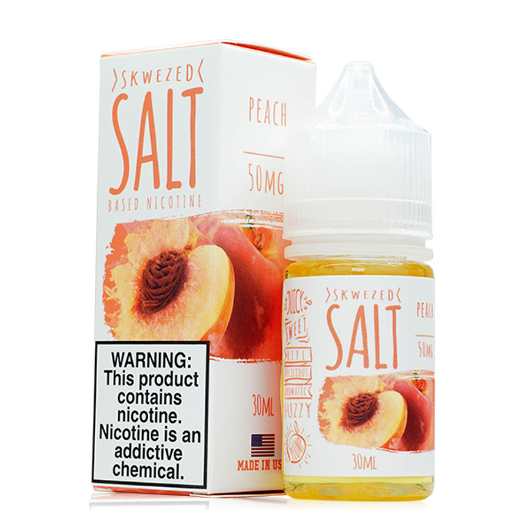 Peach By Skwezed Salt E-Liquid with packaging