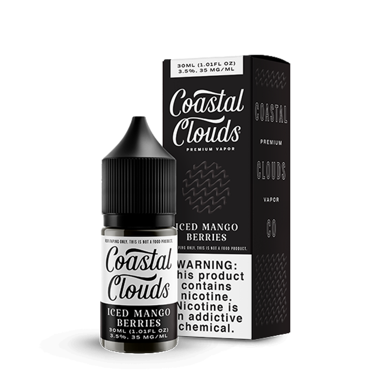 Iced Mango Berries By Coastal Clouds Salt E-Liquid with packaging