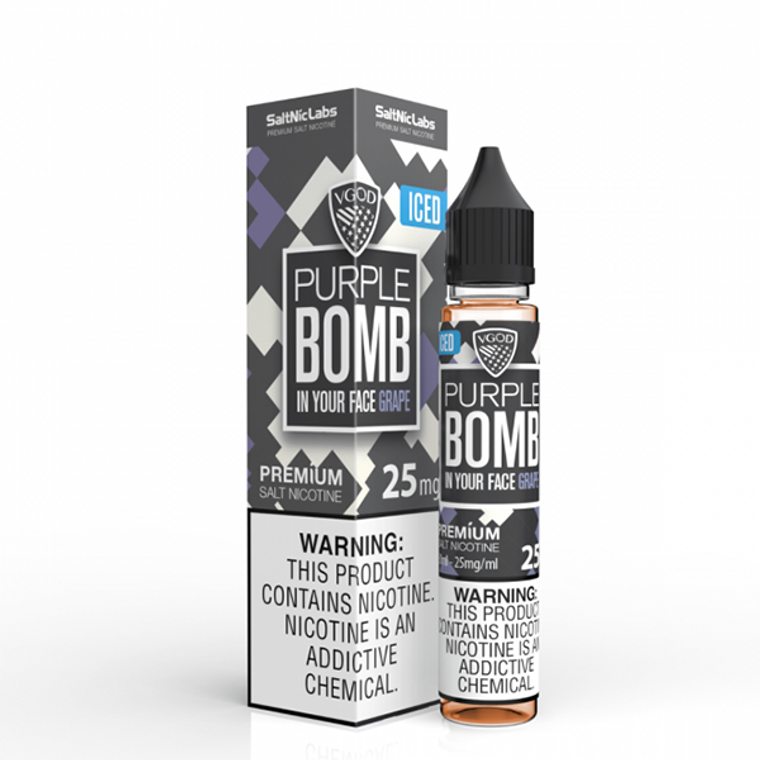 Iced Purple Bomb By VGOD Salt E-Liquid with Packaging