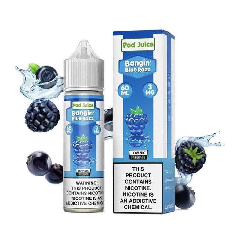 Bangin Blue Razz by Pod Juice E-Liquid with Packaging