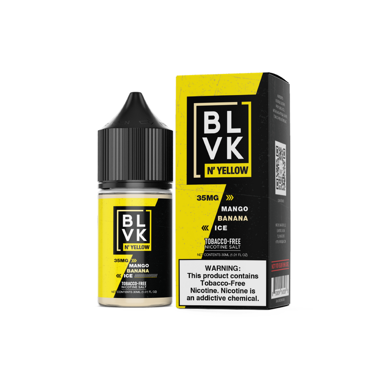 Mango Banana Ice by BLVK N' Yellow Salt E-Liquid with packaging