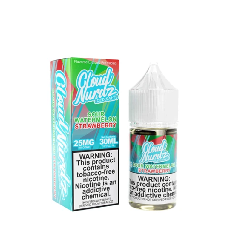 Sour Watermelon Strawberry Iced by Cloud Nurdz TFN Salts Series E-Liquid with Packaging