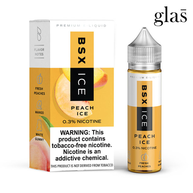 Peach Ice by GLAS BSX Tobacco-Free Nicotine Series E-Liquid with Packaging