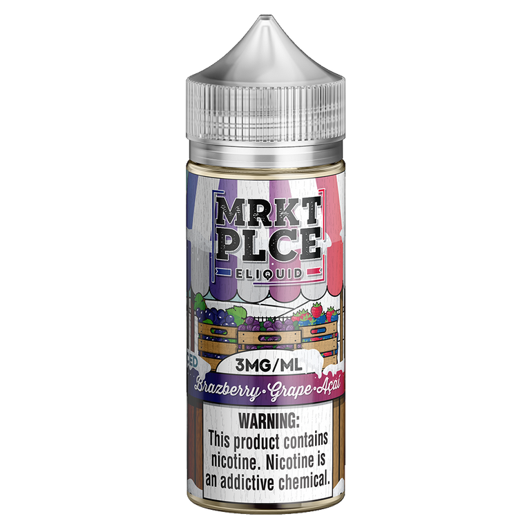 Iced Brazberry Grape Acai By MRKT PLCE Series E-Liquid Bottle