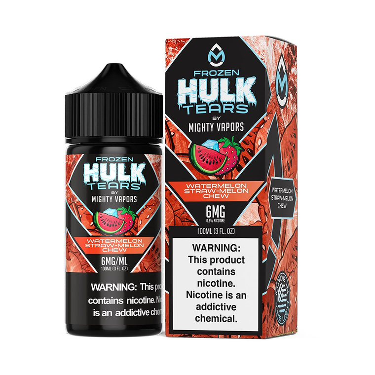 Frozen Watermelon Straw Melon Chew by Mighty Vapors Hulk Tears E-Juice (100mL)(Freebase) with packaging