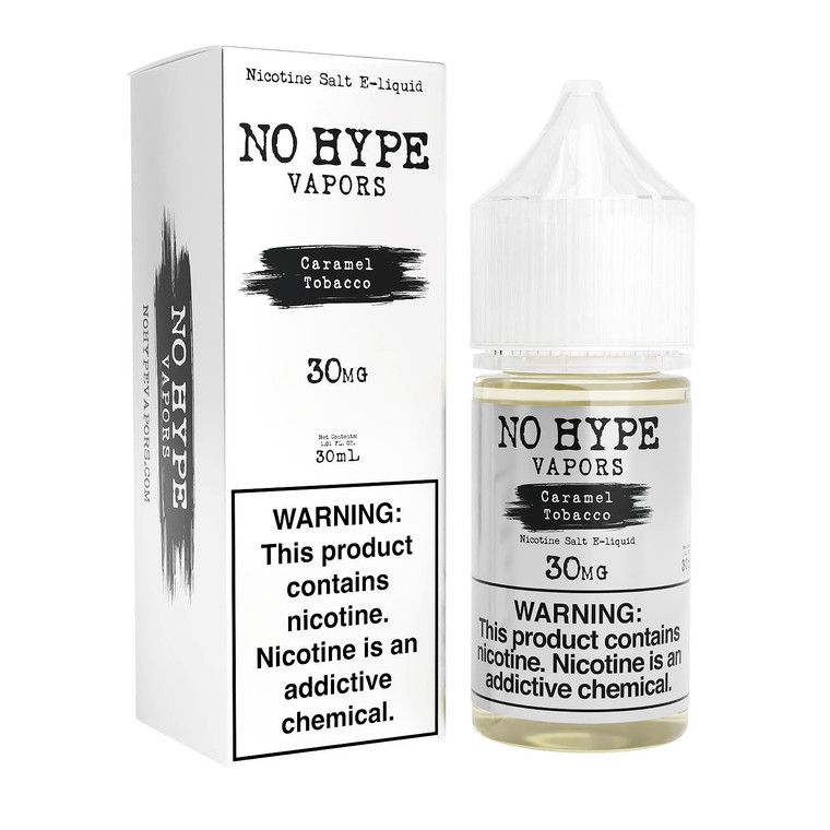 Caramel Tobacco by No Hype E-Liquid 30mL Salt Nic with packaging